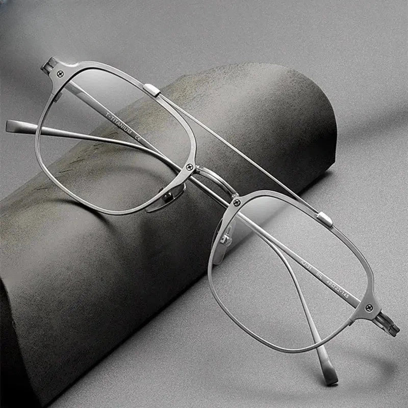 Men's Square Full Rim Titanium Double Bridge Prescription Glasses 778431 — view 1 | Rx Spectacle