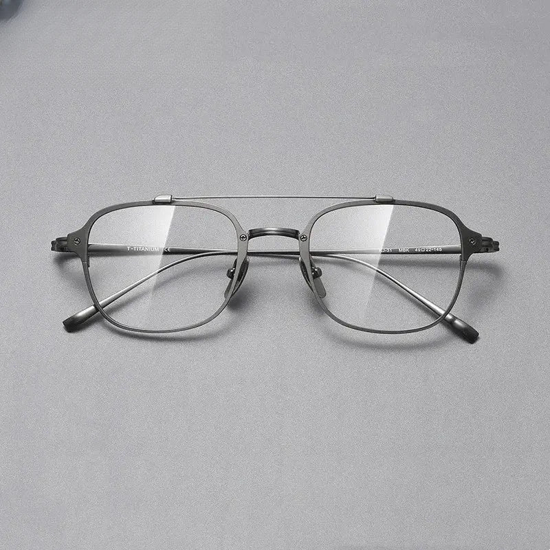 Men's Square Full Rim Titanium Double Bridge Prescription Glasses 778431 — view 5 | Rx Spectacle