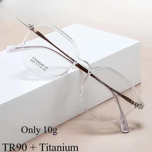 Unisex Oval Full Rim Titanium Flat Top Prescription Glasses 8603 — view 1 | Rx Spectacle
