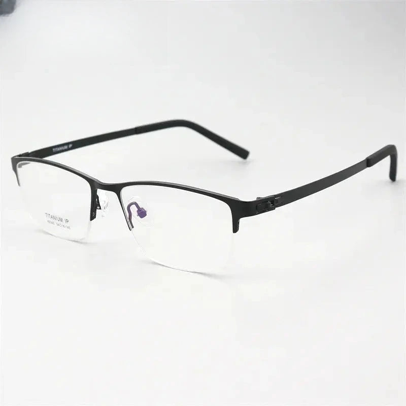 Unisex Square Semi-Rimless Titanium Screwless Prescription Glasses 23459 — view 5 | Rx Spectacle