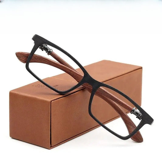 Men's Square Full Rim Wood Prescription Glasses 5601d — view 1 | Rx Spectacle