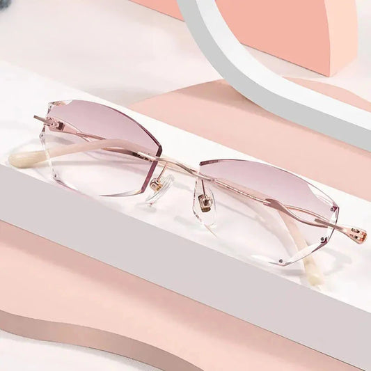 Women's Oval Rimless Titanium Prescription Glasses 58474 — view 1 | Rx Spectacle