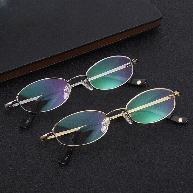 Unisex Oval Full Rim Titanium Prescription Glasses 8070 — view 4 | Rx Spectacle