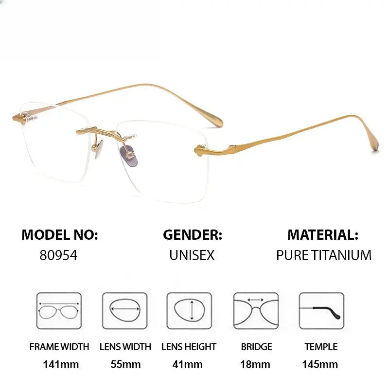 Men's Polygon Rimless Titanium Prescription Glasses 480954 — view 2 | Rx Spectacle