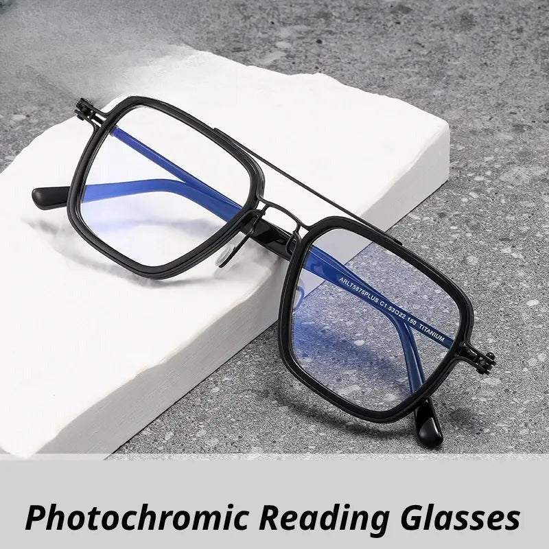 Unisex Square Full Rim Titanium Reading Glasses 58753 — view 1 | Rx Spectacle