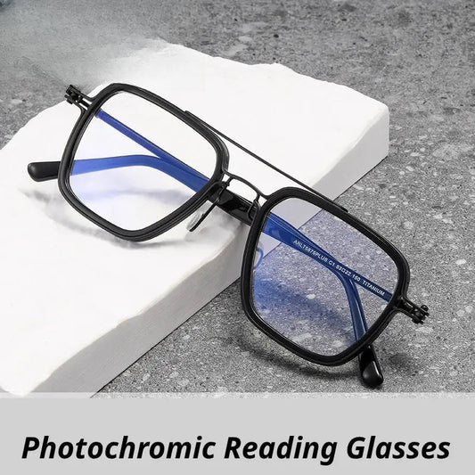 Unisex Square Full Rim Titanium Reading Glasses 58753 — view 1 | Rx Spectacle