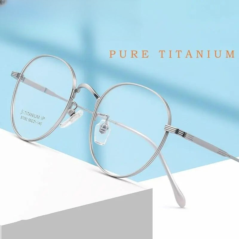Unisex Polygon Full Rim Titanium Prescription Glasses Bt082t — view 1 | Rx Spectacle