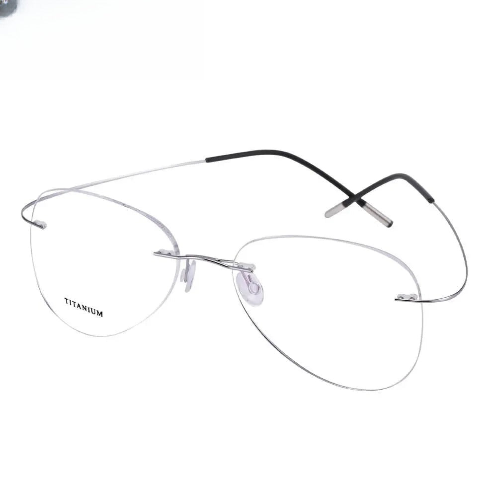 Unisex Irregular Rimless Titanium Prescription Glasses 20002 — view 4 | Rx Spectacle