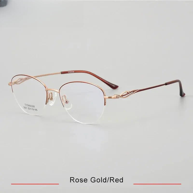 Unisex Oval Semi-Rimless Titanium Prescription Glasses 33001 — view 4 | Rx Spectacle