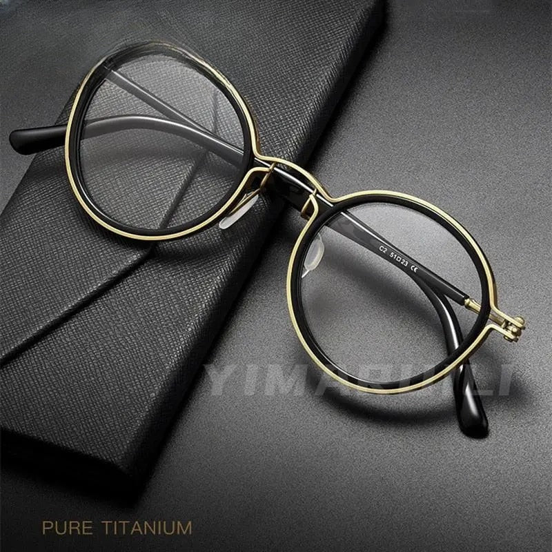 Unisex Round Full Rim Titanium Prescription Glasses H33088 — view 1 | Rx Spectacle