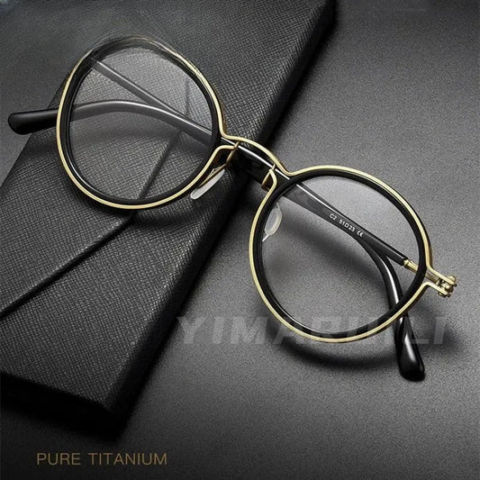Unisex Round Full Rim Titanium Prescription Glasses H33088 — view 1 | Rx Spectacle