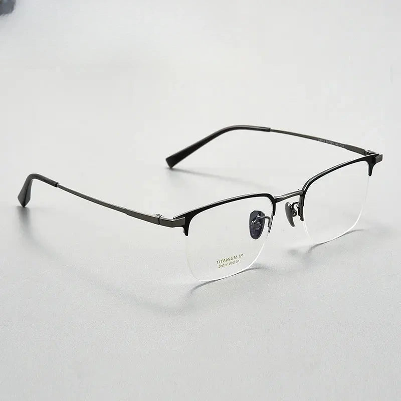 Unisex Square Semi-Rimless Titanium Prescription Glasses 26014 — view 1 | Rx Spectacle