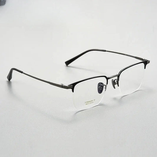 Unisex Square Semi-Rimless Titanium Prescription Glasses 26014 — view 1 | Rx Spectacle