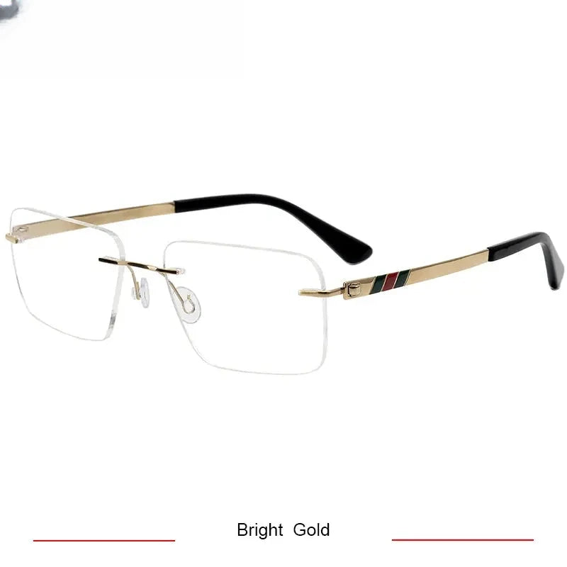 Women's Square Rimless Titanium Screwless Prescription Glasses 75014 — view 3 | Rx Spectacle