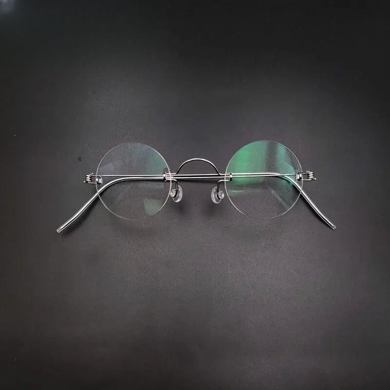 Unisex Round Rimless Stainless Steel Prescription Glasses Y017 — view 7 | Rx Spectacle