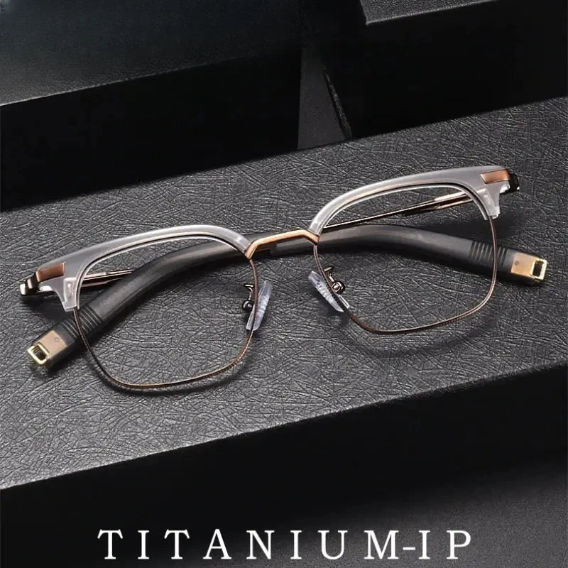 Men's Square Full Rim Titanium Prescription Glasses Y107 — view 1 | Rx Spectacle