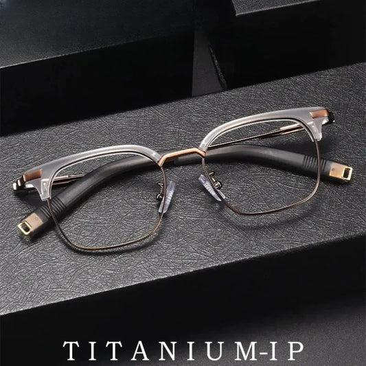 Men's Square Full Rim Titanium Prescription Glasses Y107 — view 1 | Rx Spectacle
