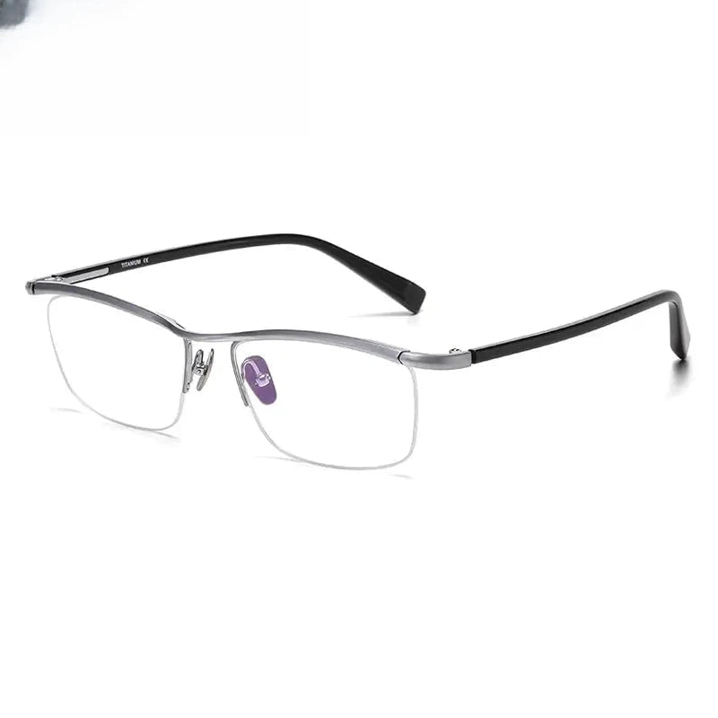 Men's Square Semi-Rimless Titanium Prescription Glasses 724876 — view 4 | Rx Spectacle