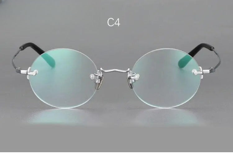 Unisex Round Rimless Titanium Reading Glasses — view 3 | Rx Spectacle