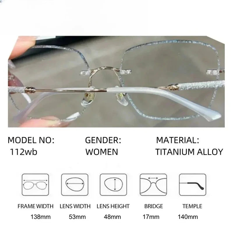 Women's Square Rimless Titanium Prescription Glasses 369112 — view 2 | Rx Spectacle