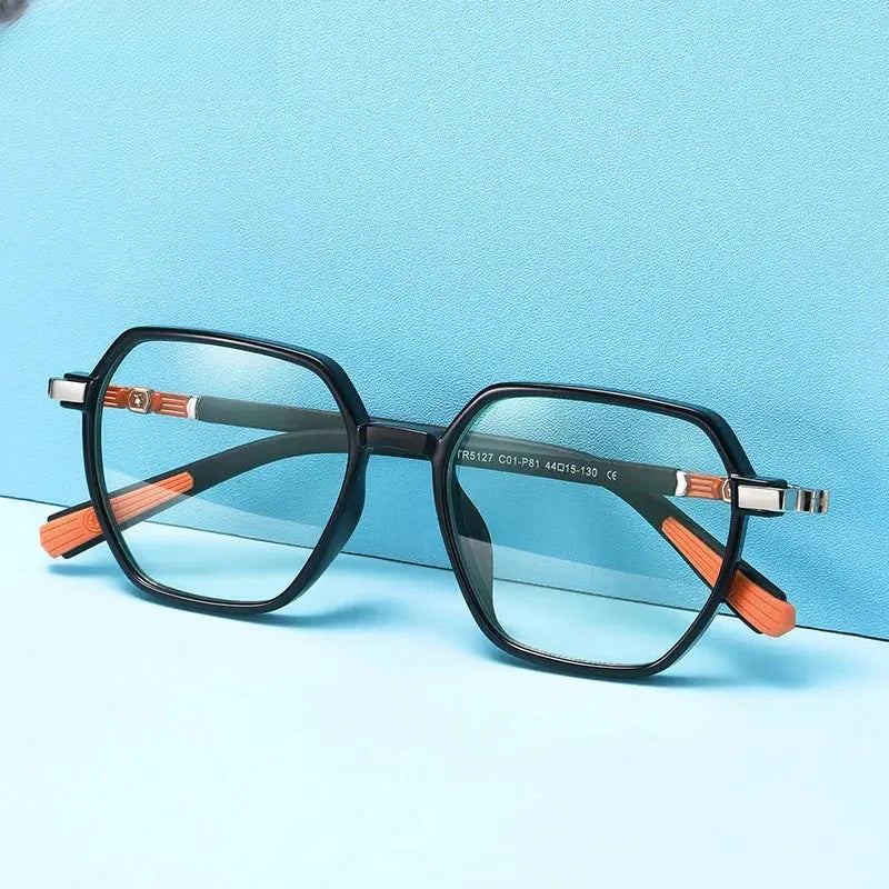 Unisex Polygon Full Rim Titanium Prescription Glasses 5127 — view 3 | Rx Spectacle