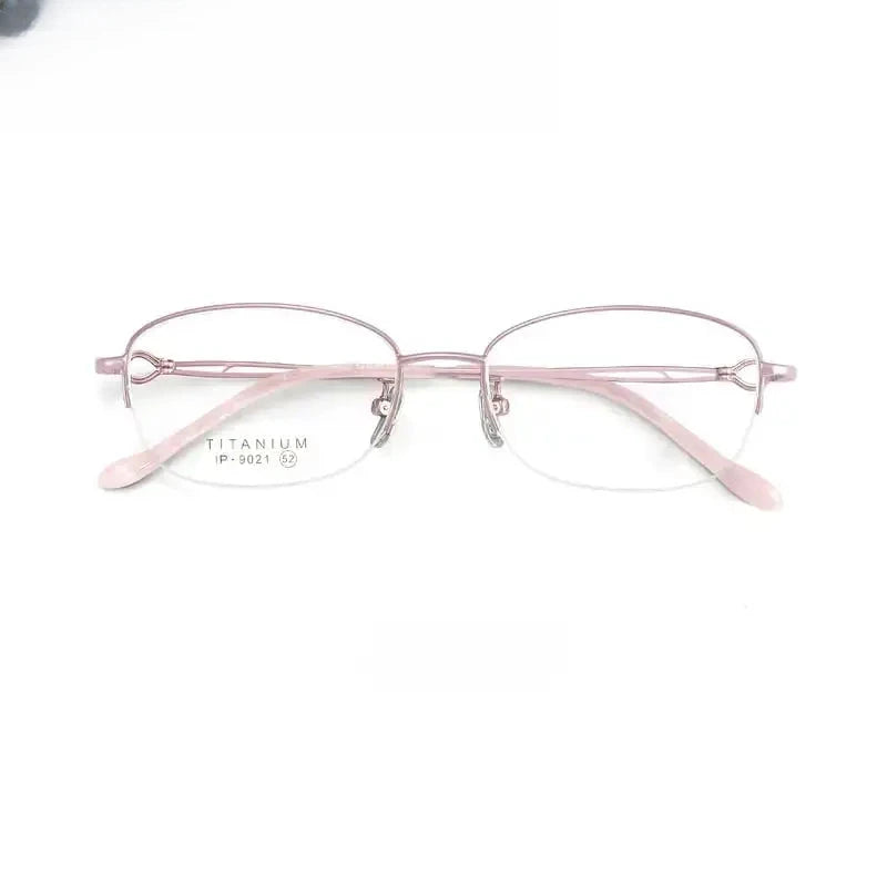 Women's Oval Semi-Rimless Titanium Prescription Glasses 90214 — view 4 | Rx Spectacle