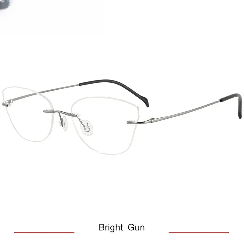 Women's Cat Eye Rimless Titanium Prescription Glasses 316086 — view 3 | Rx Spectacle