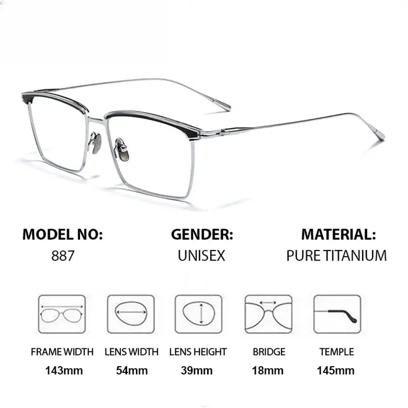 Unisex Browline Full Rim Titanium Prescription Glasses 39887 — view 2 | Rx Spectacle
