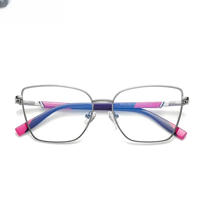Women's Cat Eye Full Rim Alloy Prescription Glasses 3016 — view 10 | Rx Spectacle