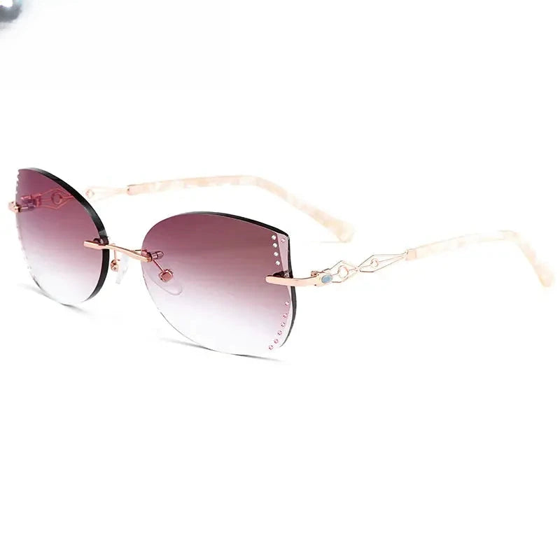 Women's Cat Eye Rimless Titanium Prescription Glasses 58073 — view 4 | Rx Spectacle