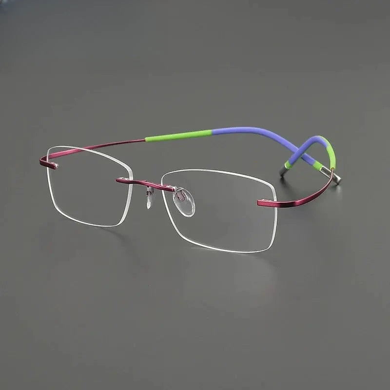Unisex Square Rimless Titanium Prescription Glasses G85899 — view 5 | Rx Spectacle