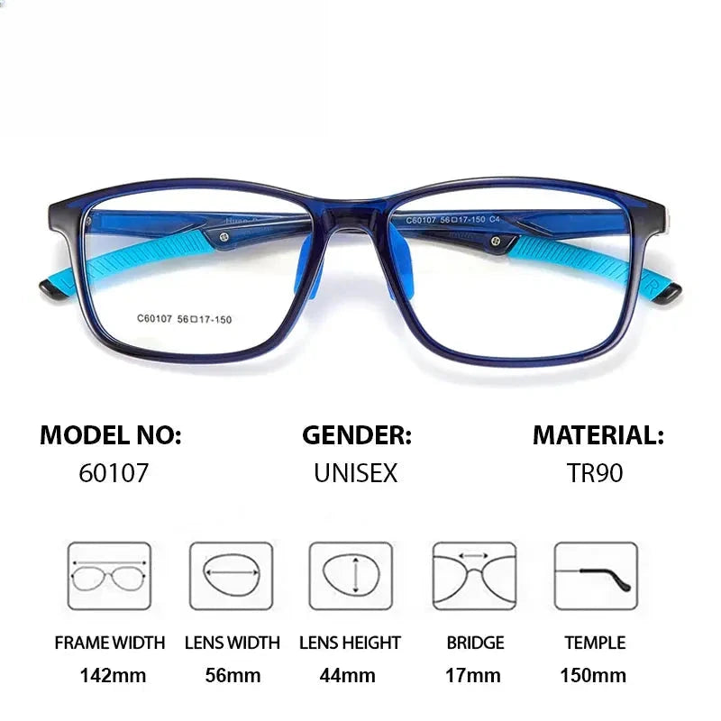 Unisex Square Full Rim Titanium Prescription Glasses 960107 — view 2 | Rx Spectacle