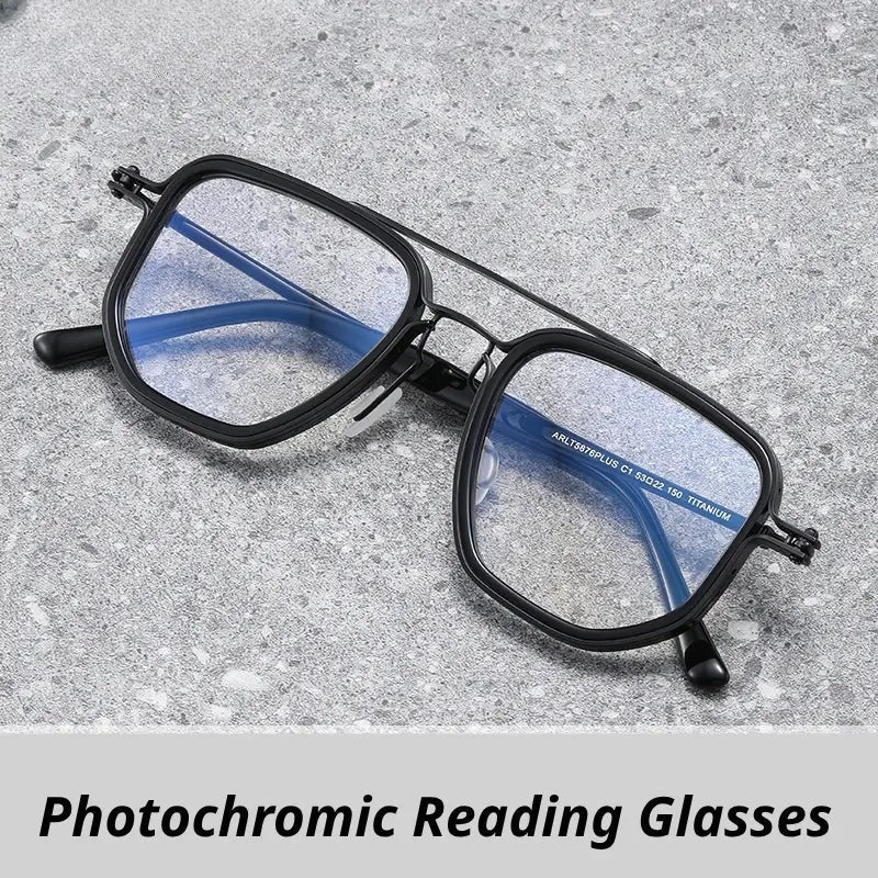 Unisex Square Full Rim Titanium Reading Glasses 58768 — view 1 | Rx Spectacle