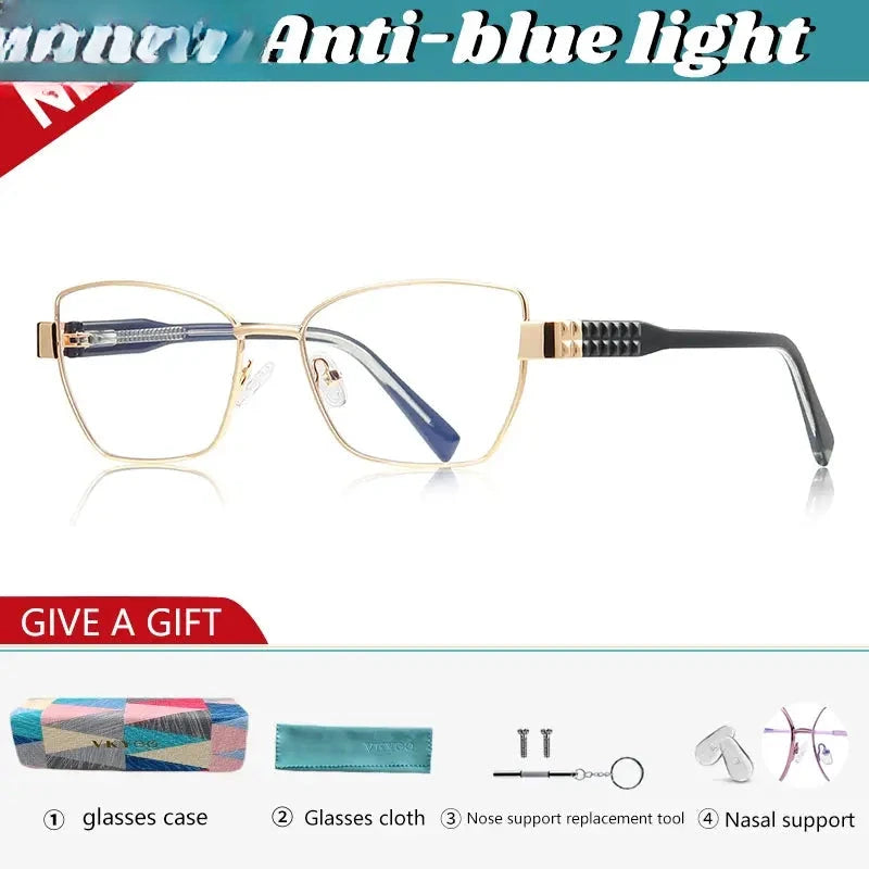Women's Cat Eye Full Rim Alloy Reading Glasses 963168 — view 4 | Rx Spectacle