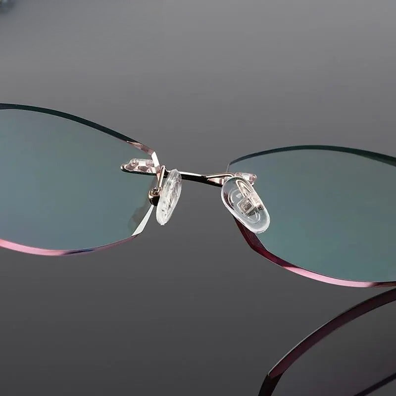 Women's Oval Rimless Titanium Prescription Glasses 52008 — view 5 | Rx Spectacle