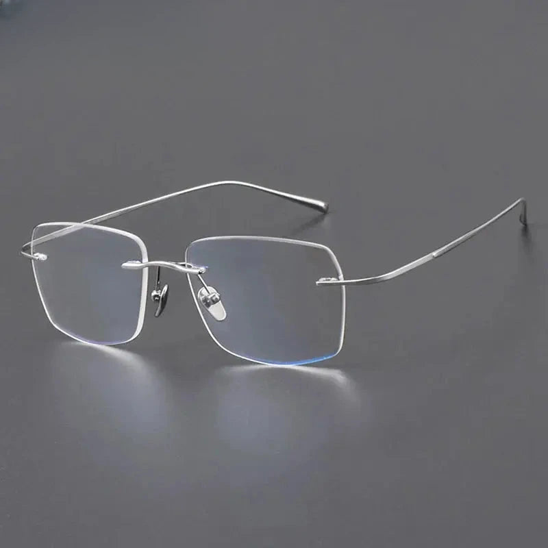Unisex Oval Rimless Titanium Prescription Glasses 401819 — view 7 | Rx Spectacle
