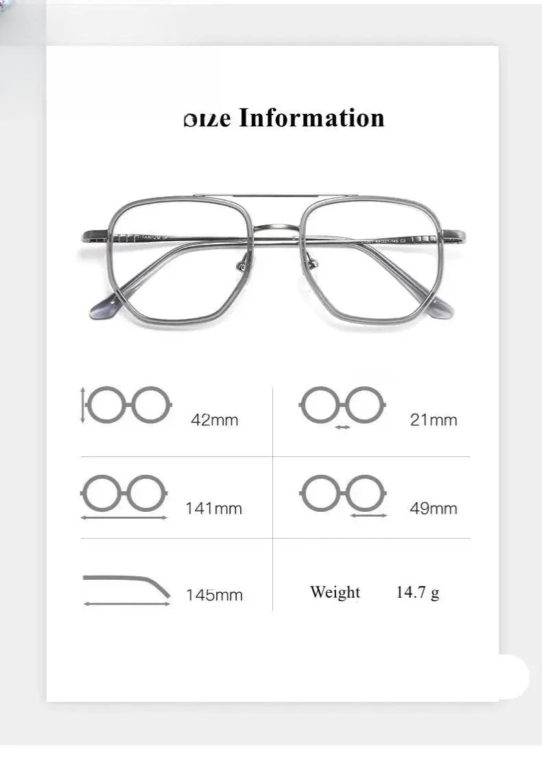 Men's Polygon Full Rim Titanium Double Bridge Prescription Glasses 13613 — view 2 | Rx Spectacle