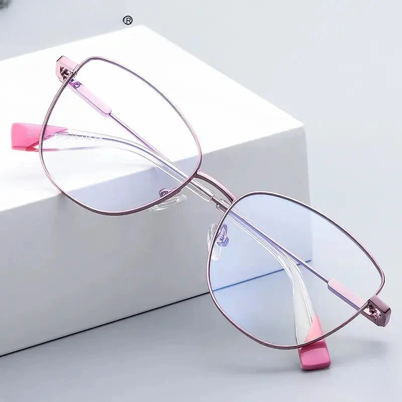 Women's Cat Eye Full Rim Stainless Steel Reading Glasses 3032 — view 1 | Rx Spectacle