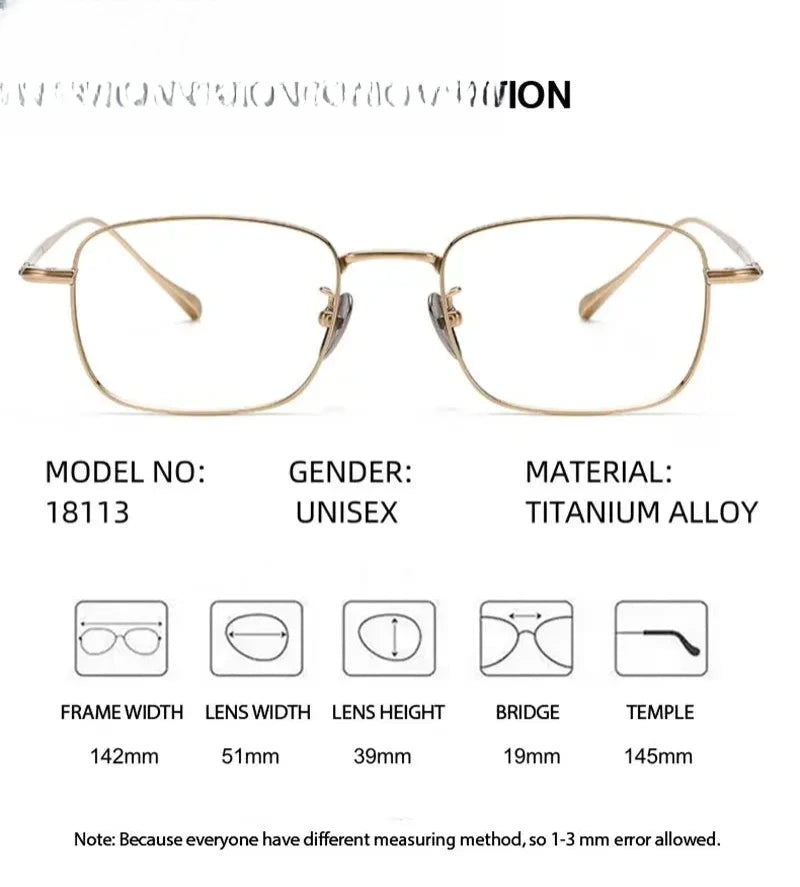 Unisex Square Full Rim Titanium Prescription Glasses 618133 — view 2 | Rx Spectacle