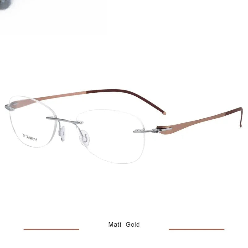 Unisex Oval Rimless Titanium Screwless Prescription Glasses 5003 — view 8 | Rx Spectacle
