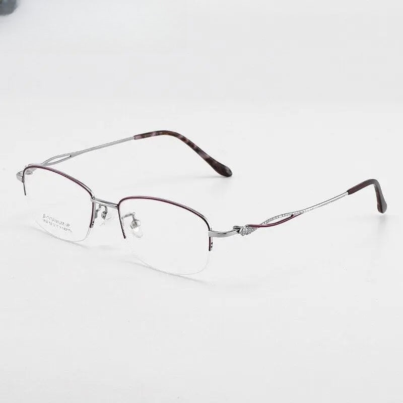 Women's Square Semi-Rimless Titanium Prescription Glasses 1836 — view 8 | Rx Spectacle