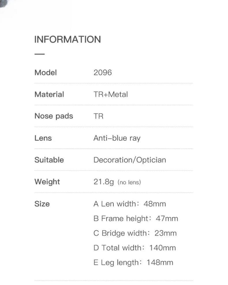 Unisex Square Full Rim Titanium Prescription Glasses 2096 — view 13 | Rx Spectacle