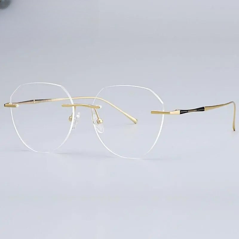 Women's Round Rimless Titanium Prescription Glasses 3018 — view 6 | Rx Spectacle