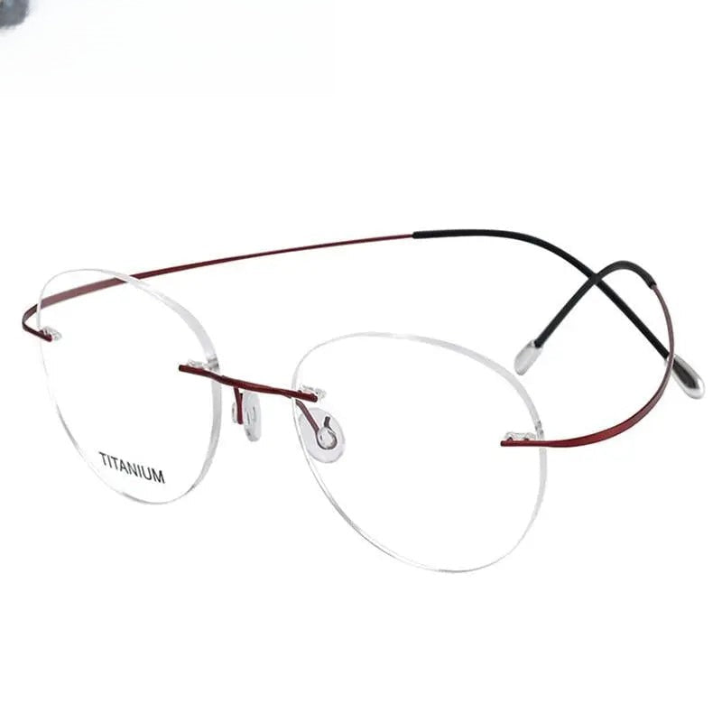 Unisex Round Rimless Titanium Prescription Glasses 16017 — view 12 | Rx Spectacle