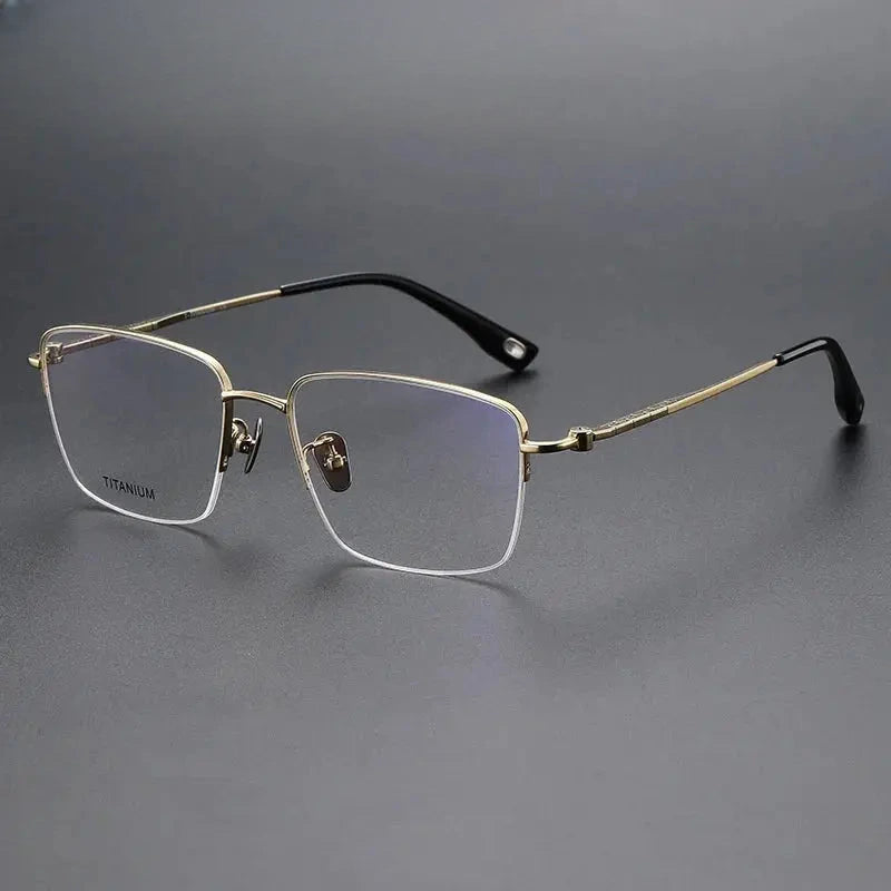 Unisex Square Semi-Rimless Titanium Prescription Glasses 80911 — view 6 | Rx Spectacle