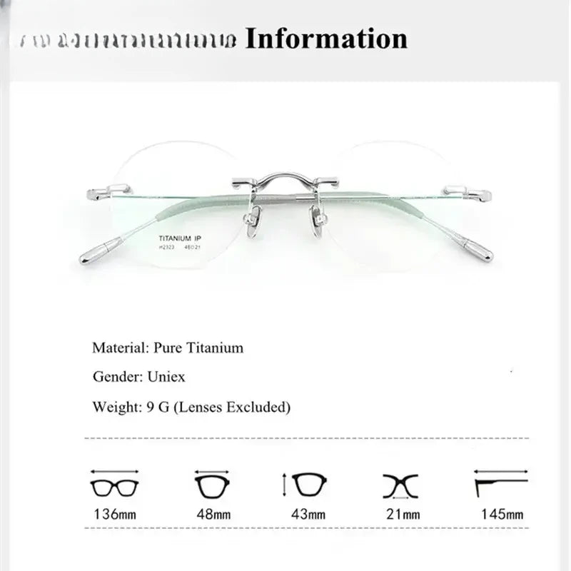 Women's Round Rimless Titanium Prescription Glasses 232376 — view 2 | Rx Spectacle