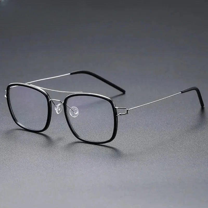 Women's Square Full Rim Titanium Double Bridge Prescription Glasses 51138 — view 10 | Rx Spectacle