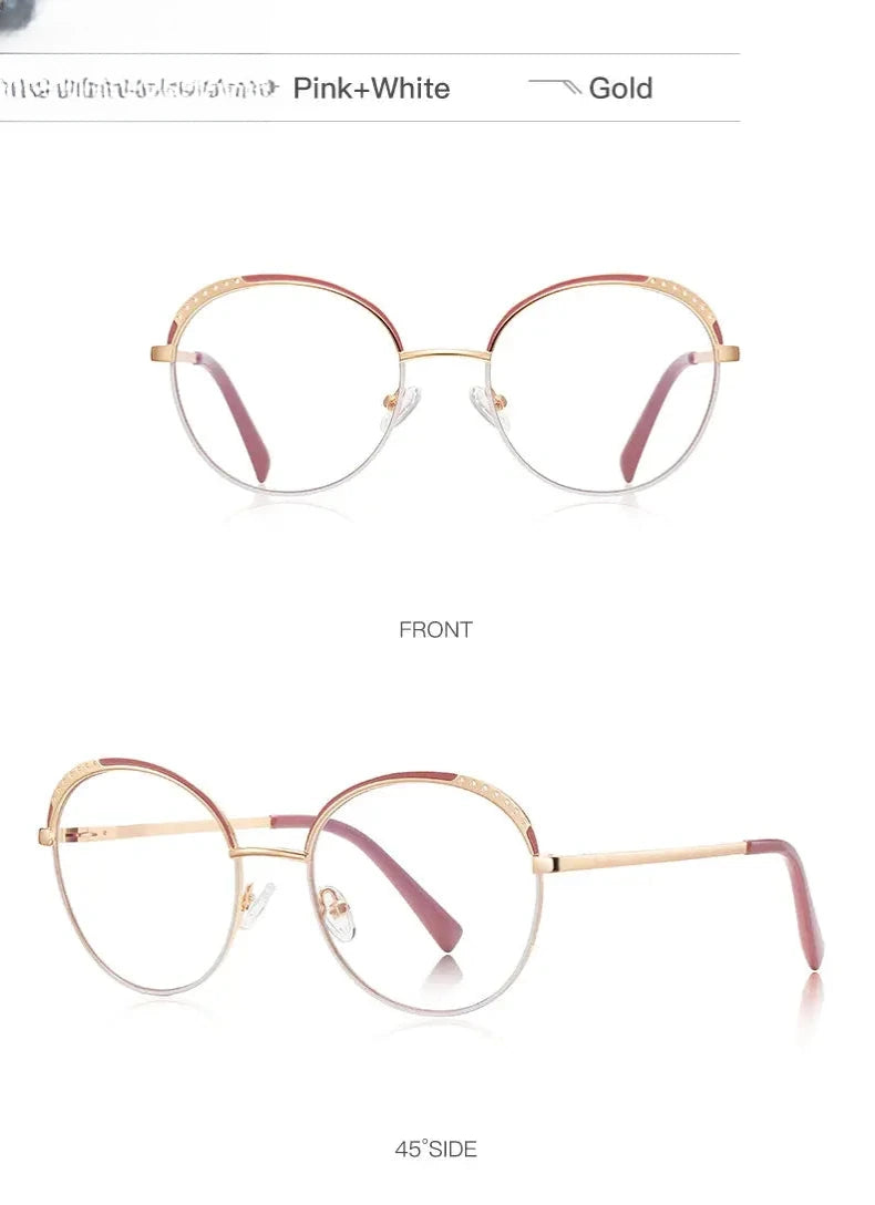 Women's Round Full Rim Plastic Reading Glasses Pfd3115 — view 22 | Rx Spectacle