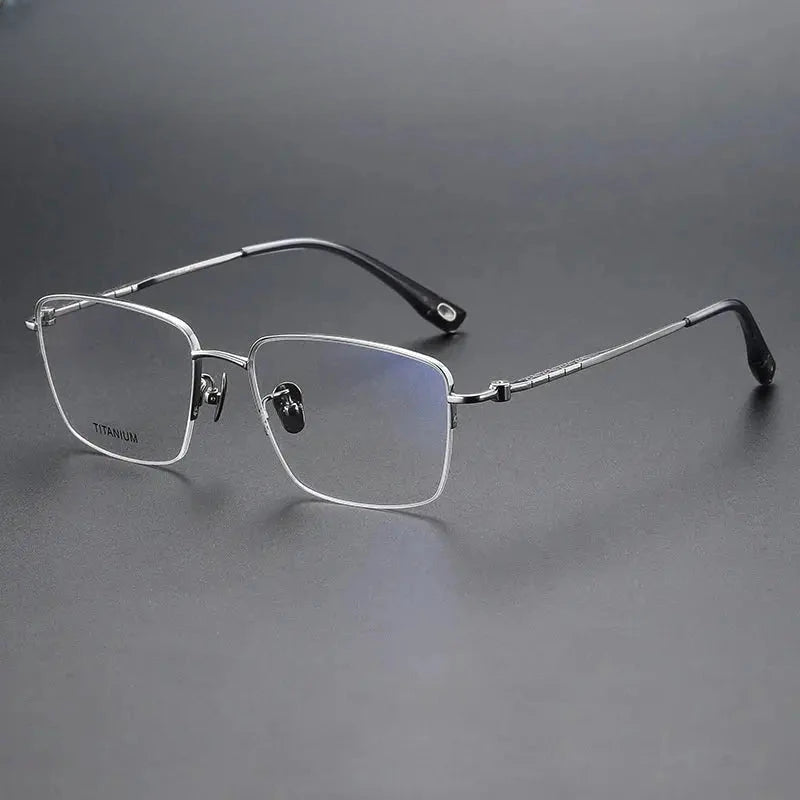 Unisex Square Semi-Rimless Titanium Prescription Glasses 80911 — view 5 | Rx Spectacle