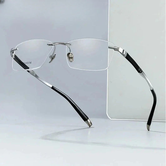 Women's Square Rimless Titanium Prescription Glasses 90582 — view 1 | Rx Spectacle